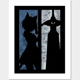 Reincarnated as a Sword Fran and Shishou Grunge Distressed Transparent Minimalist Silhouette Design Posters and Art